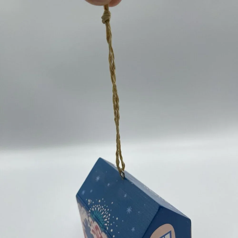 2015 Crate & Barrel Kate Forrester Wooden House Christmas Ornament Hearts & Home
